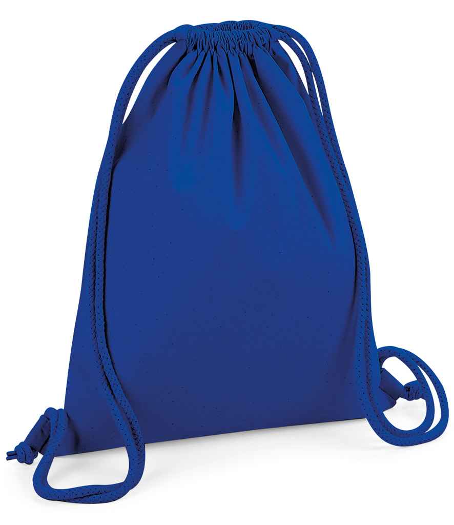 Westford Mill Organic Premium Cotton Gymsac in ONE Bright Royal by Westford Mill — Custom branded clothing by Print Press, featuring premium embroidery produced in our specialist print lab in the UK.