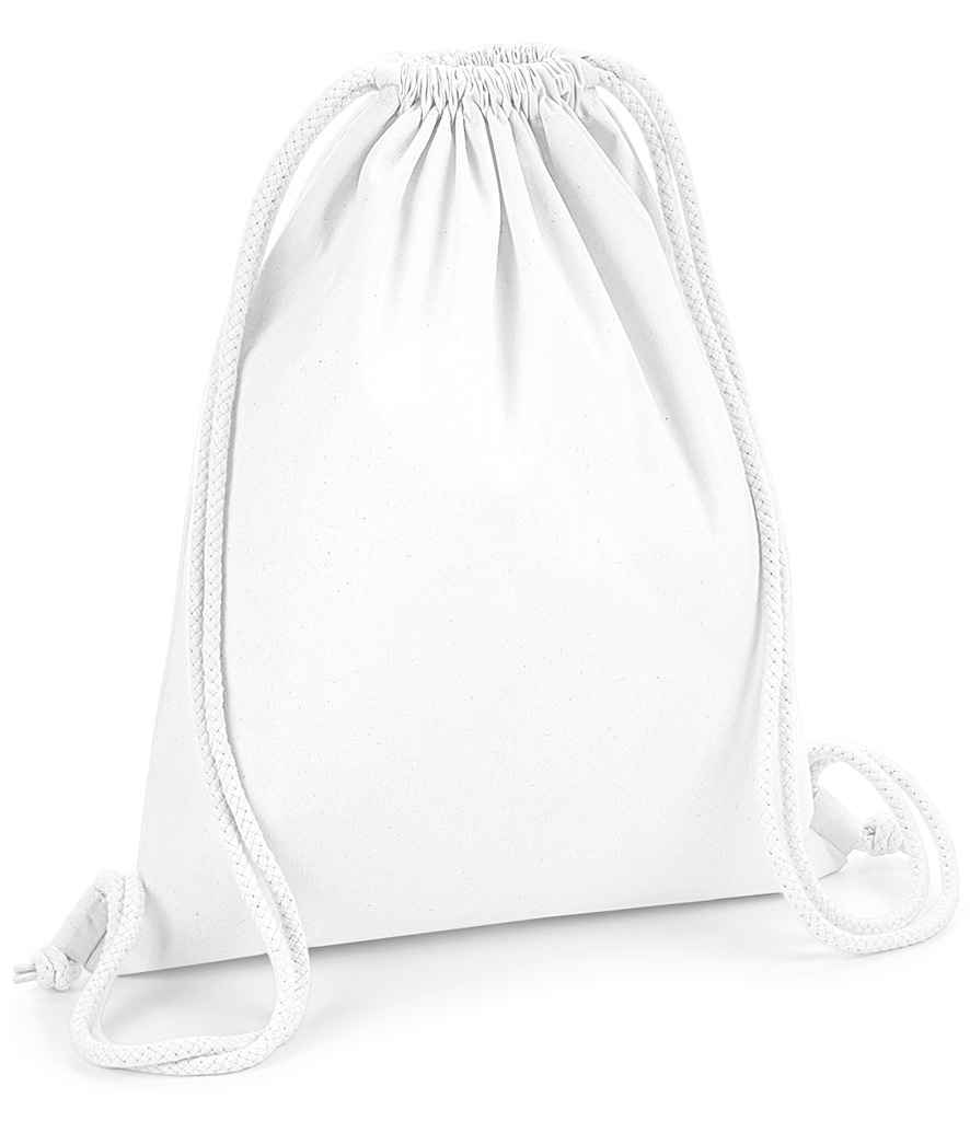 Westford Mill Organic Premium Cotton Gymsac in ONE White by Westford Mill — Custom branded clothing by Print Press, featuring premium embroidery produced in our specialist print lab in the UK.
