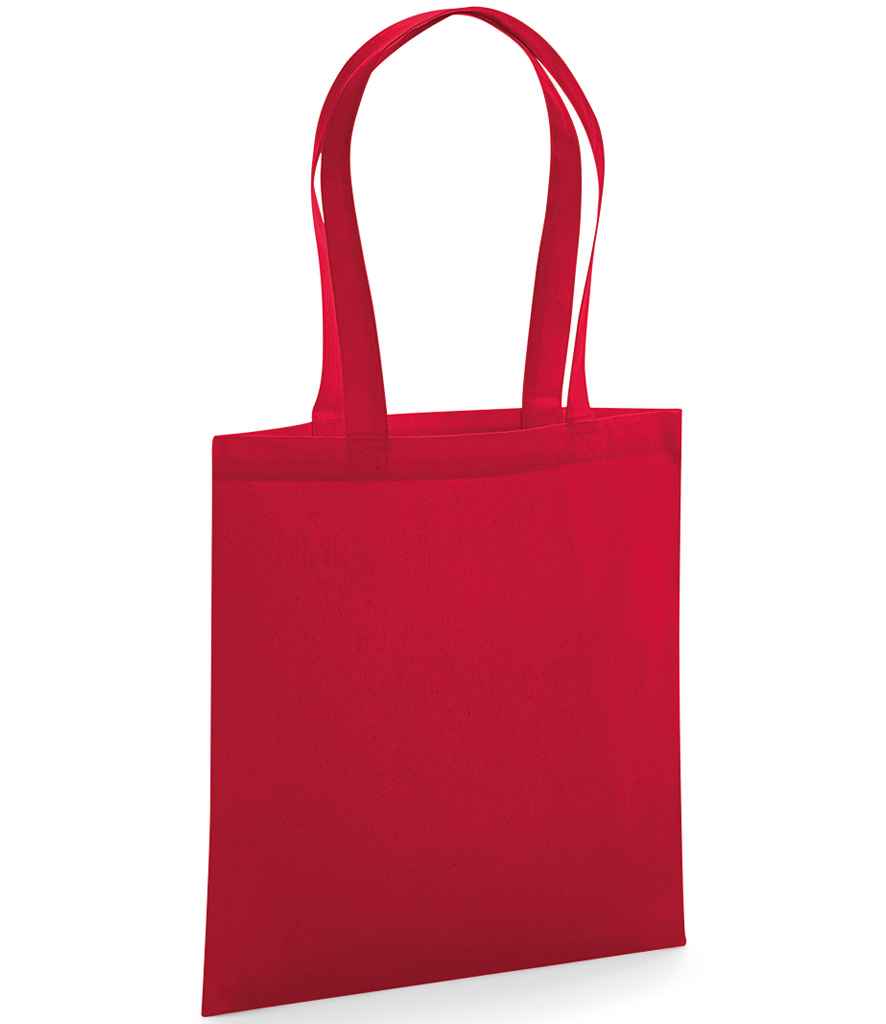 Westford Mill Organic Premium Cotton Tote in ONE Classic Red by Westford Mill — Custom branded clothing by Print Press, featuring premium embroidery produced in our specialist print lab in the UK.