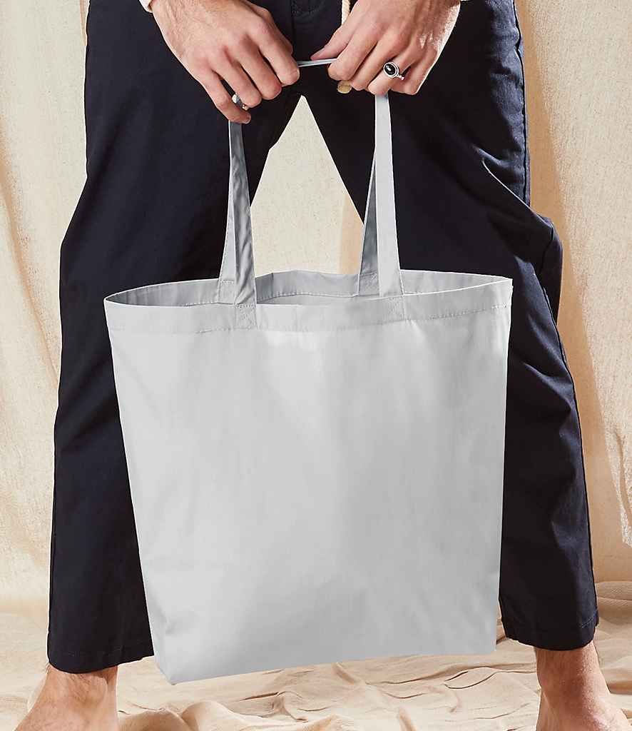 Westford Mill Organic Premium Cotton Maxi Tote Bag in ONE Light Grey by Westford Mill — Custom branded clothing by Print Press, featuring premium embroidery produced in our specialist print lab in the UK.