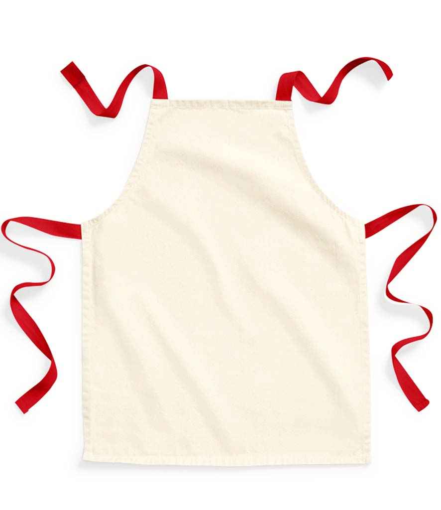 Westford Mill Fairtrade Kids Craft Apron in ONE Natural Classic Red by Westford Mill — Custom branded clothing by Print Press, featuring premium embroidery produced in our specialist print lab in the UK.