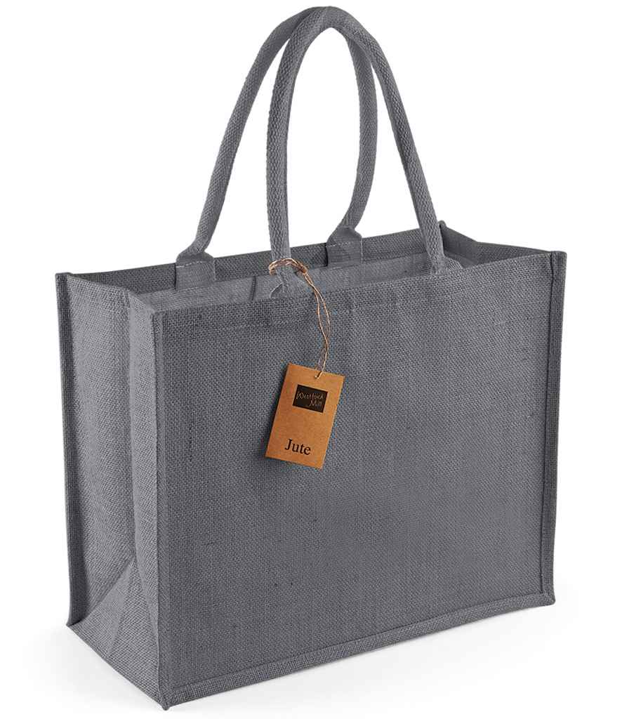 Westford Mill Jute Classic Shopper in ONE Graphite Grey Graphite Grey by Westford Mill — Custom branded clothing by Print Press, featuring premium embroidery produced in our specialist print lab in the UK.