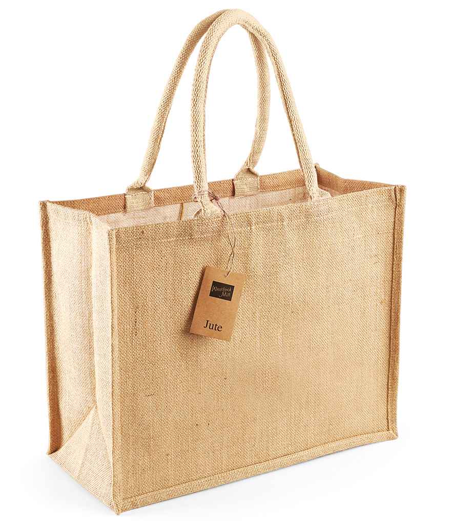Westford Mill Jute Classic Shopper in ONE Natural by Westford Mill — Custom branded clothing by Print Press, featuring premium embroidery produced in our specialist print lab in the UK.