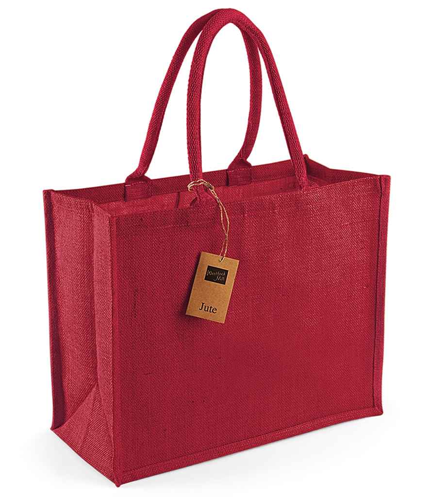 Westford Mill Jute Classic Shopper in ONE Red Red by Westford Mill — Custom branded clothing by Print Press, featuring premium embroidery produced in our specialist print lab in the UK.