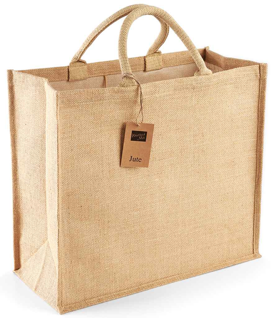 Westford Mill Jute Jumbo Shopper in ONE Natural by Westford Mill — Custom branded clothing by Print Press, featuring premium embroidery produced in our specialist print lab in the UK.