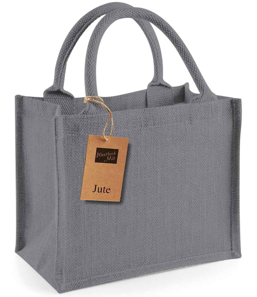 Westford Mill Jute Mini Gift Bag in ONE Graphite Grey Graphite Grey by Westford Mill — Custom branded clothing by Print Press, featuring premium embroidery produced in our specialist print lab in the UK.
