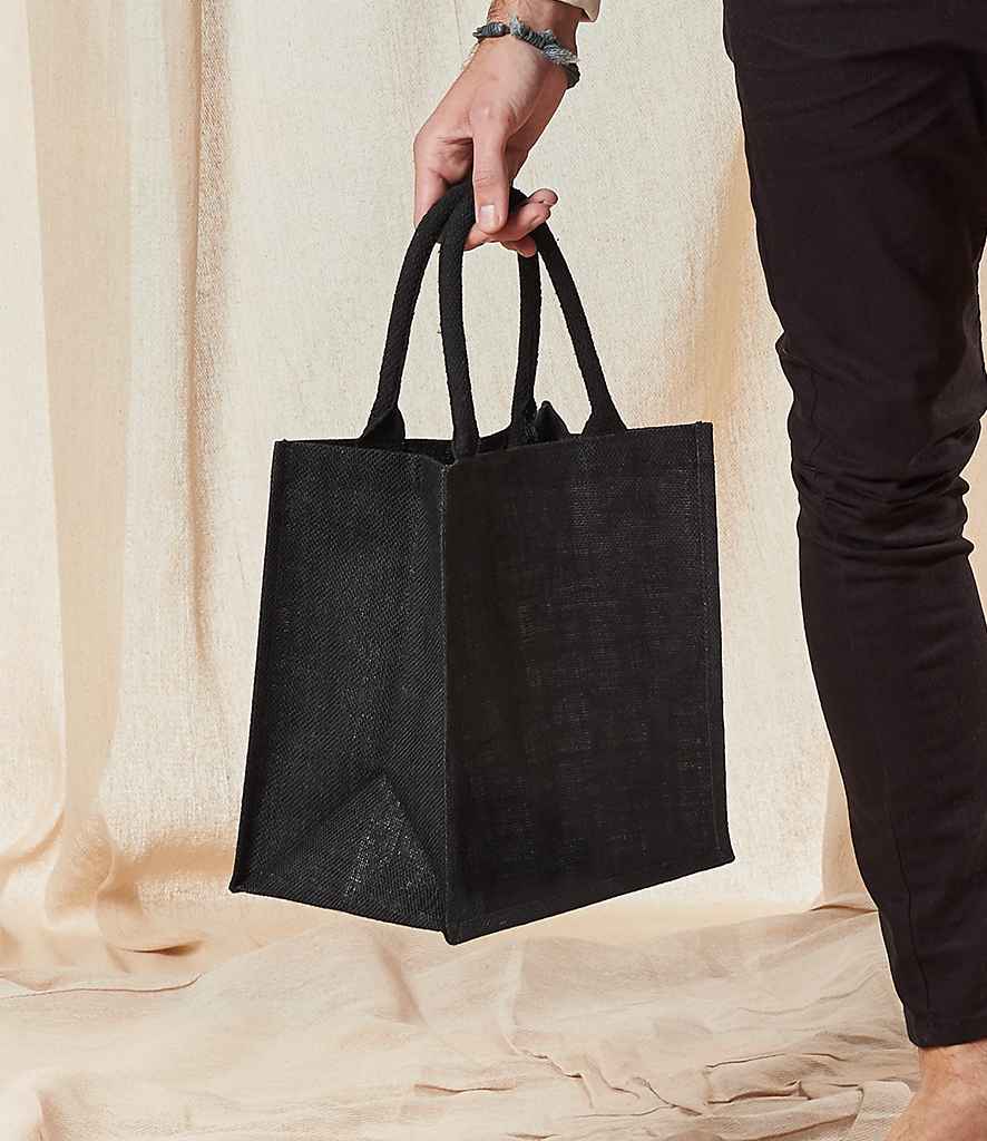 Westford Mill Jute Midi Tote in ONE Black Black by Westford Mill — Custom branded clothing by Print Press, featuring premium embroidery produced in our specialist print lab in the UK.