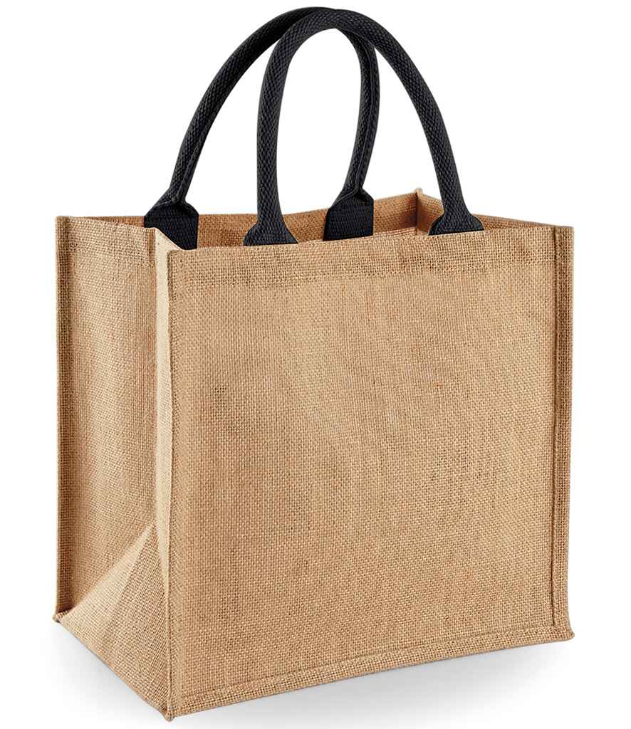 Westford Mill Jute Midi Tote in ONE Natural Black by Westford Mill — Custom branded clothing by Print Press, featuring premium embroidery produced in our specialist print lab in the UK.