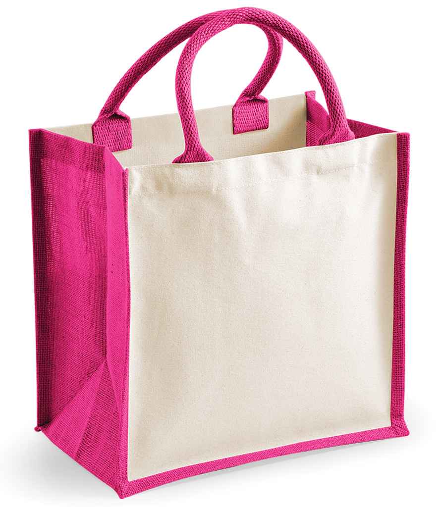 Westford Mill Printers Midi Jute Tote in ONE Fuchsia by Westford Mill — Custom branded clothing by Print Press, featuring premium embroidery produced in our specialist print lab in the UK.