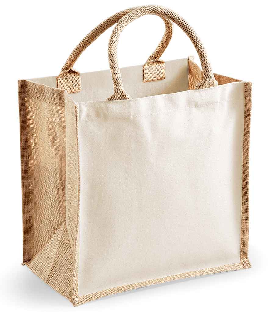 Westford Mill Printers Midi Jute Tote in ONE Natural by Westford Mill — Custom branded clothing by Print Press, featuring premium embroidery produced in our specialist print lab in the UK.