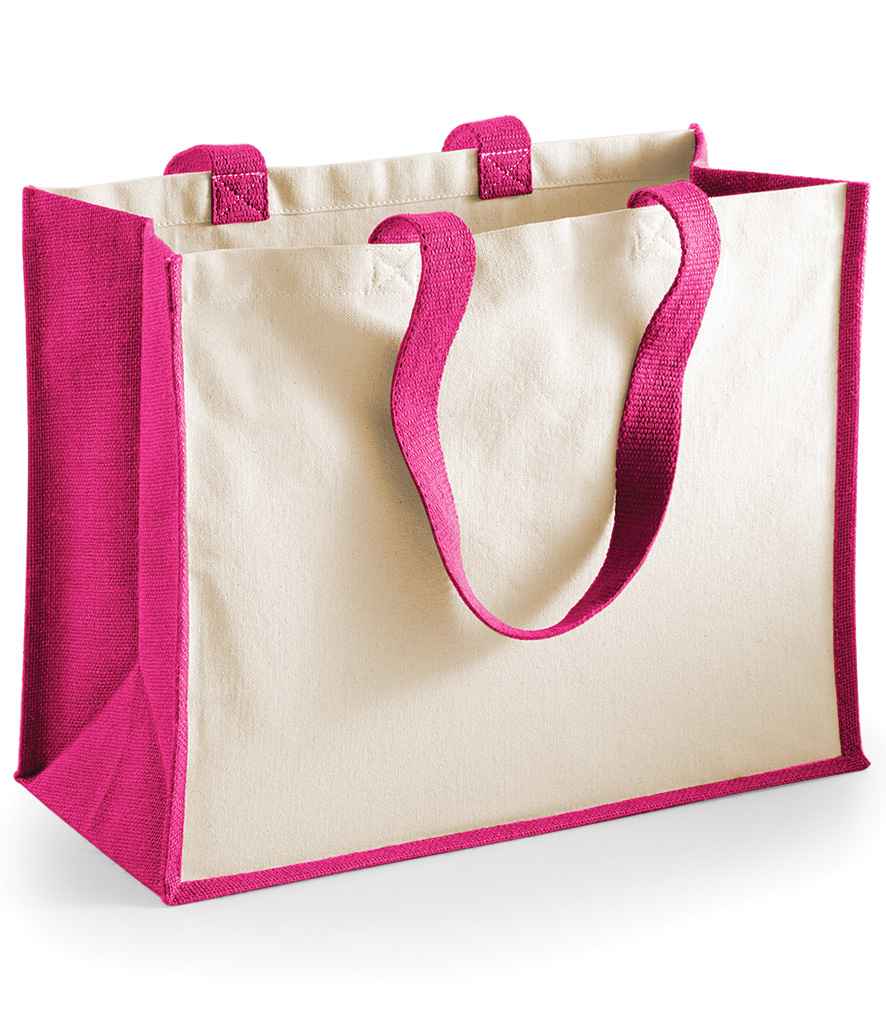 Westford Mill Printers Jute Classic Shopper in ONE Fuchsia by Westford Mill — Custom branded clothing by Print Press, featuring premium embroidery produced in our specialist print lab in the UK.