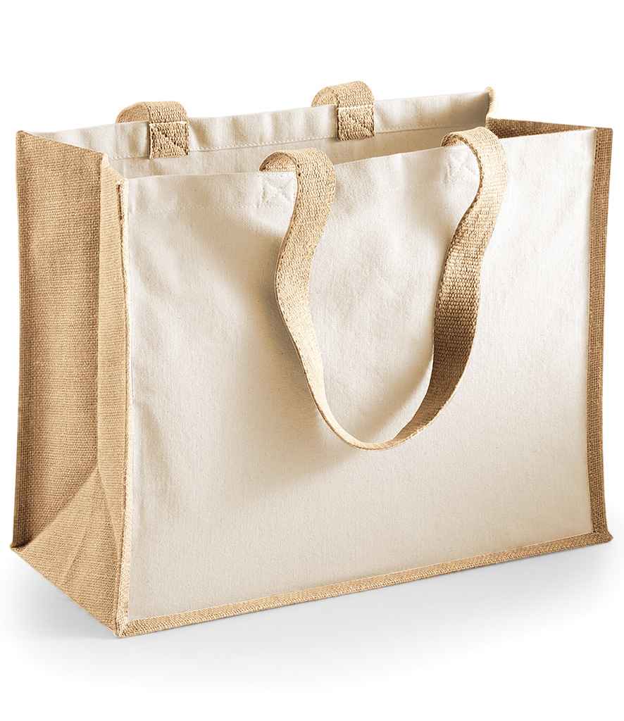 Westford Mill Printers Jute Classic Shopper in ONE Natural by Westford Mill — Custom branded clothing by Print Press, featuring premium embroidery produced in our specialist print lab in the UK.