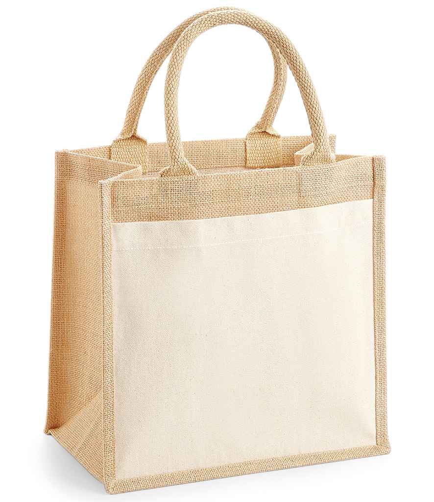 Westford Mill Pocket Jute Midi Tote in ONE Natural by Westford Mill — Custom branded clothing by Print Press, featuring premium embroidery produced in our specialist print lab in the UK.
