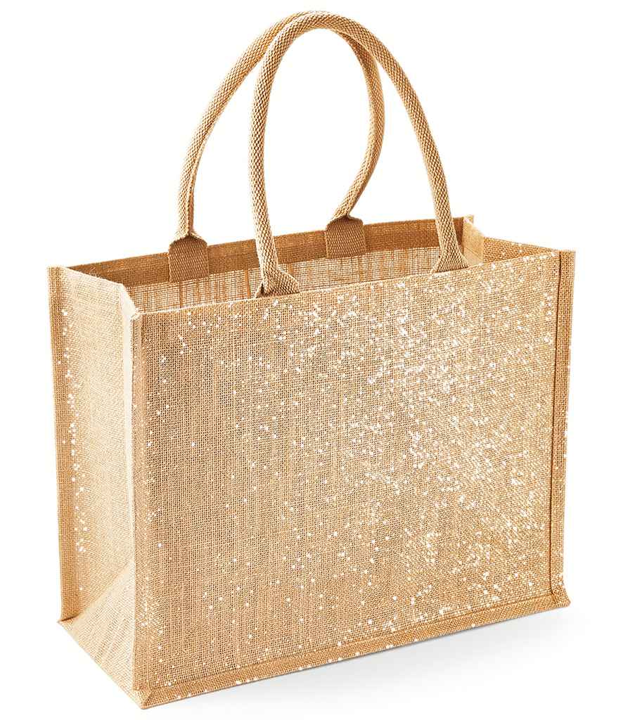 Westford Mill Shimmer Jute Shopper in ONE Natural Gold by Westford Mill — Custom branded clothing by Print Press, featuring premium embroidery produced in our specialist print lab in the UK.