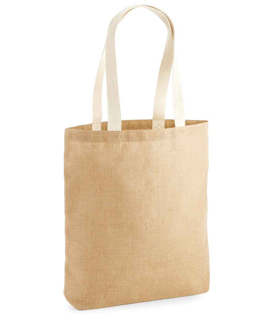 Westford Mill Unlaminated Jute Tote Bag in ONE Natural by Westford Mill — Custom branded clothing by Print Press, featuring premium embroidery produced in our specialist print lab in the UK.