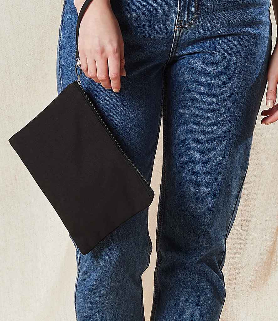 Westford Mill Canvas Wristlet Pouch in ONE Black Black by Westford Mill — Custom branded clothing by Print Press, featuring premium embroidery produced in our specialist print lab in the UK.
