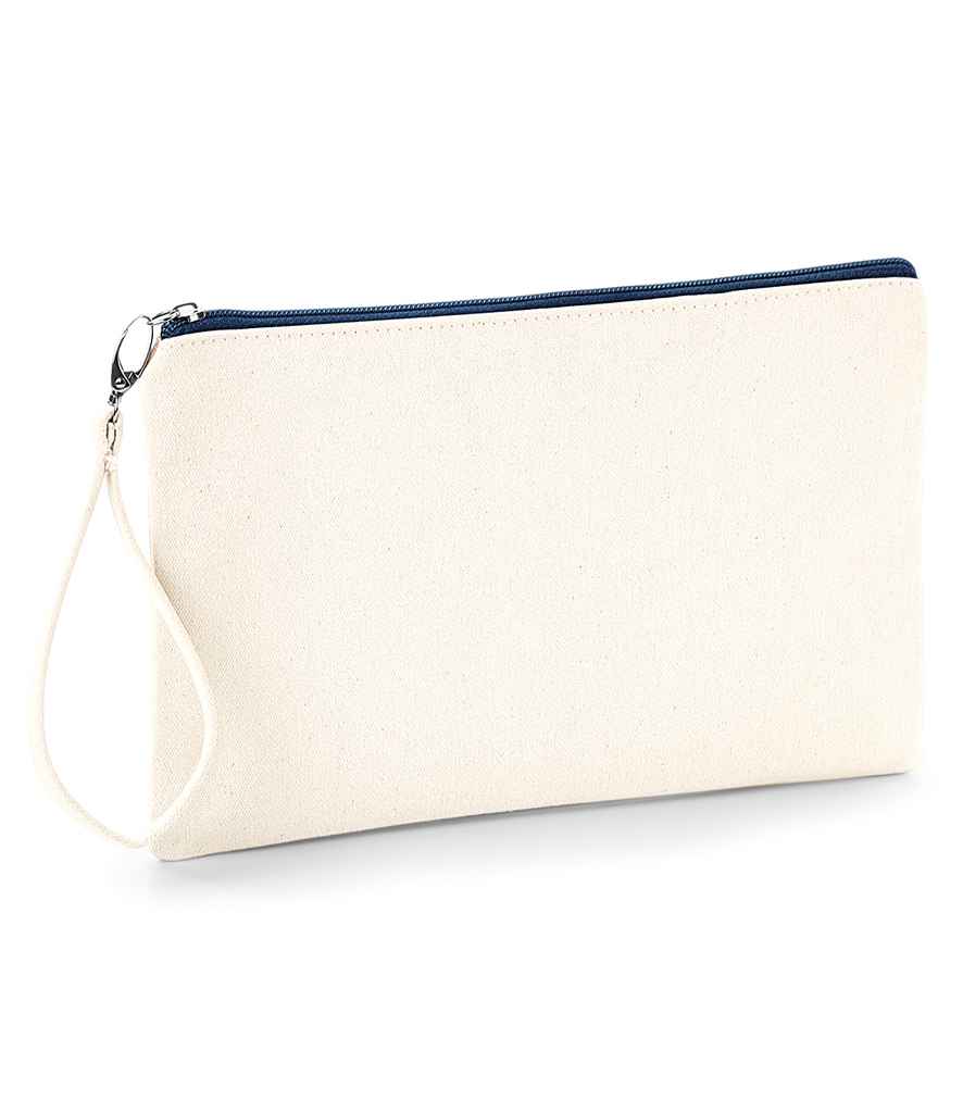 Westford Mill Canvas Wristlet Pouch in ONE Natural Navy by Westford Mill — Custom branded clothing by Print Press, featuring premium embroidery produced in our specialist print lab in the UK.