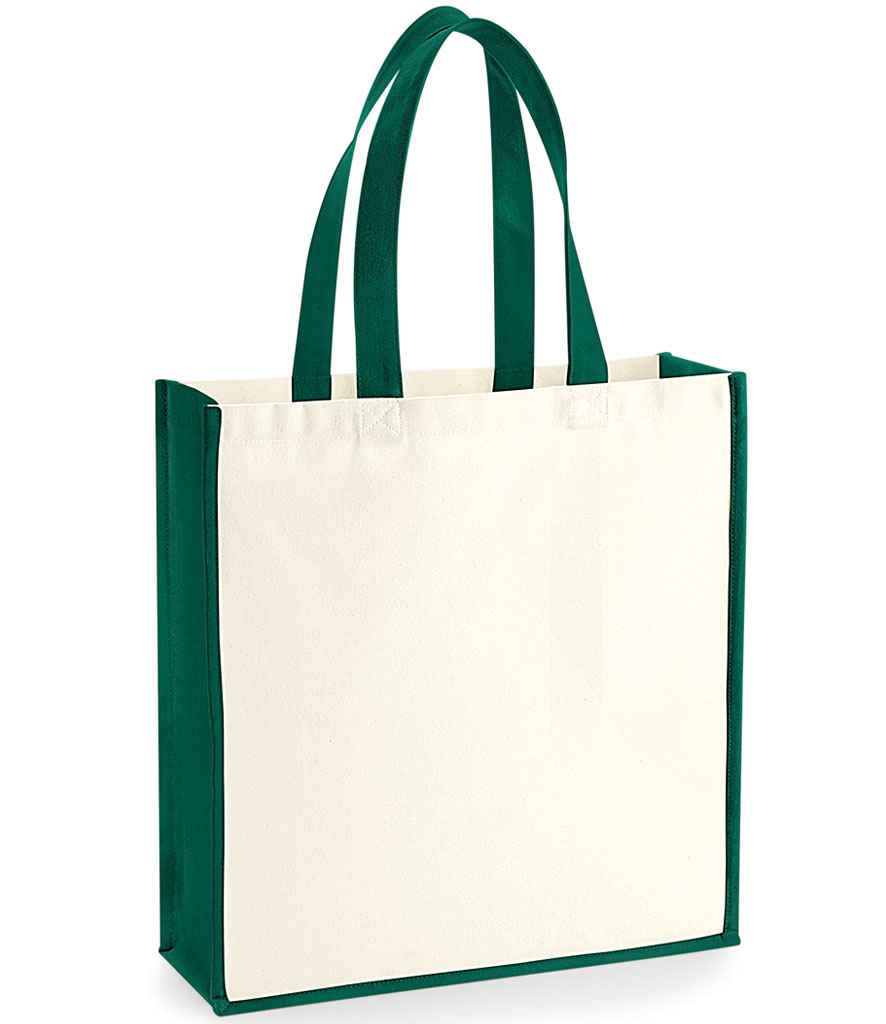 Westford Mill Gallery Canvas Tote Bag in ONE Natural Bottle Green by Westford Mill — Custom branded clothing by Print Press, featuring premium embroidery produced in our specialist print lab in the UK.