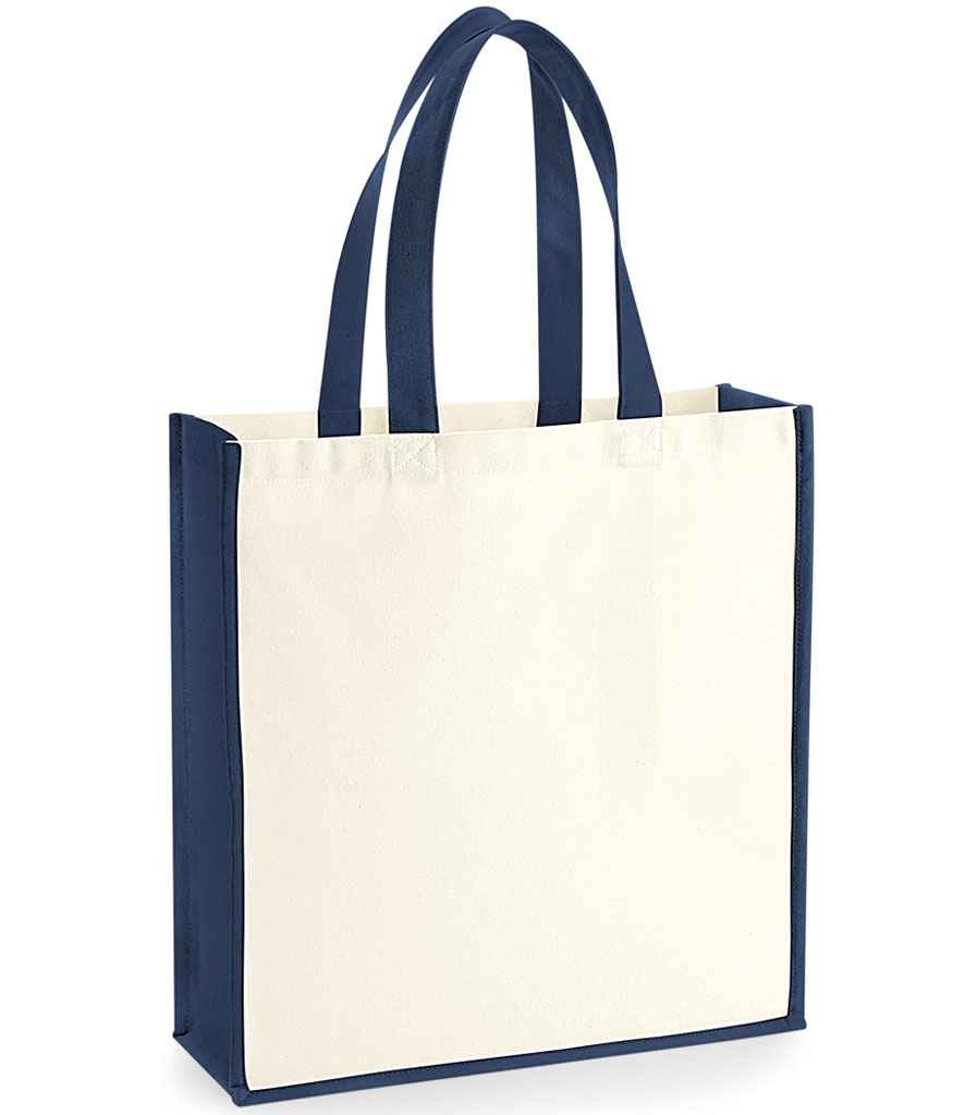 Westford Mill Gallery Canvas Tote Bag in ONE Natural French Navy by Westford Mill — Custom branded clothing by Print Press, featuring premium embroidery produced in our specialist print lab in the UK.