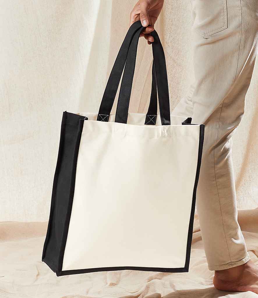 Westford Mill Gallery Canvas Tote Bag in ONE Natural Black by Westford Mill — Custom branded clothing by Print Press, featuring premium embroidery produced in our specialist print lab in the UK.