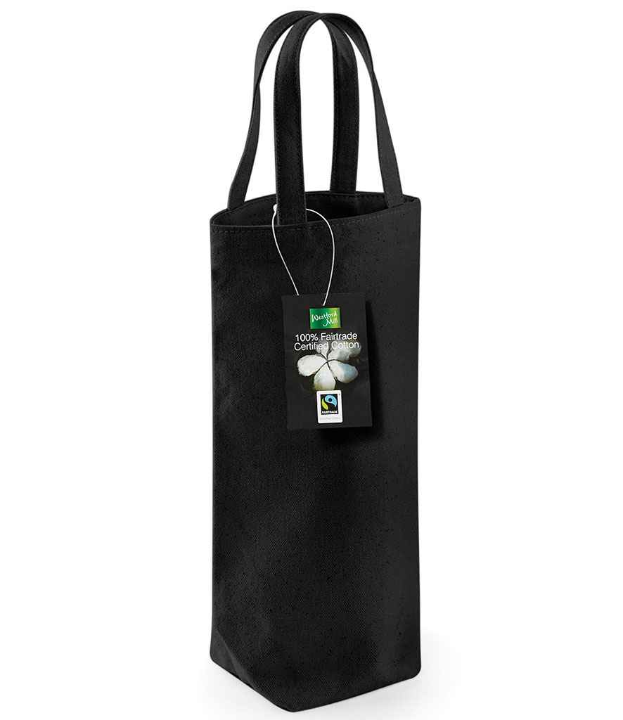 Westford Mill Fairtrade Cotton Bottle Bag in ONE Black by Westford Mill — Custom branded clothing by Print Press, featuring premium embroidery produced in our specialist print lab in the UK.