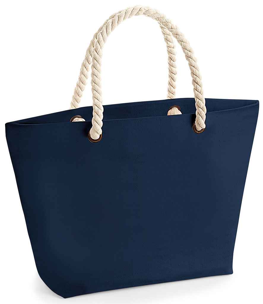 Westford Mill Nautical Beach Bag in ONE French Navy by Westford Mill — Custom branded clothing by Print Press, featuring premium embroidery produced in our specialist print lab in the UK.