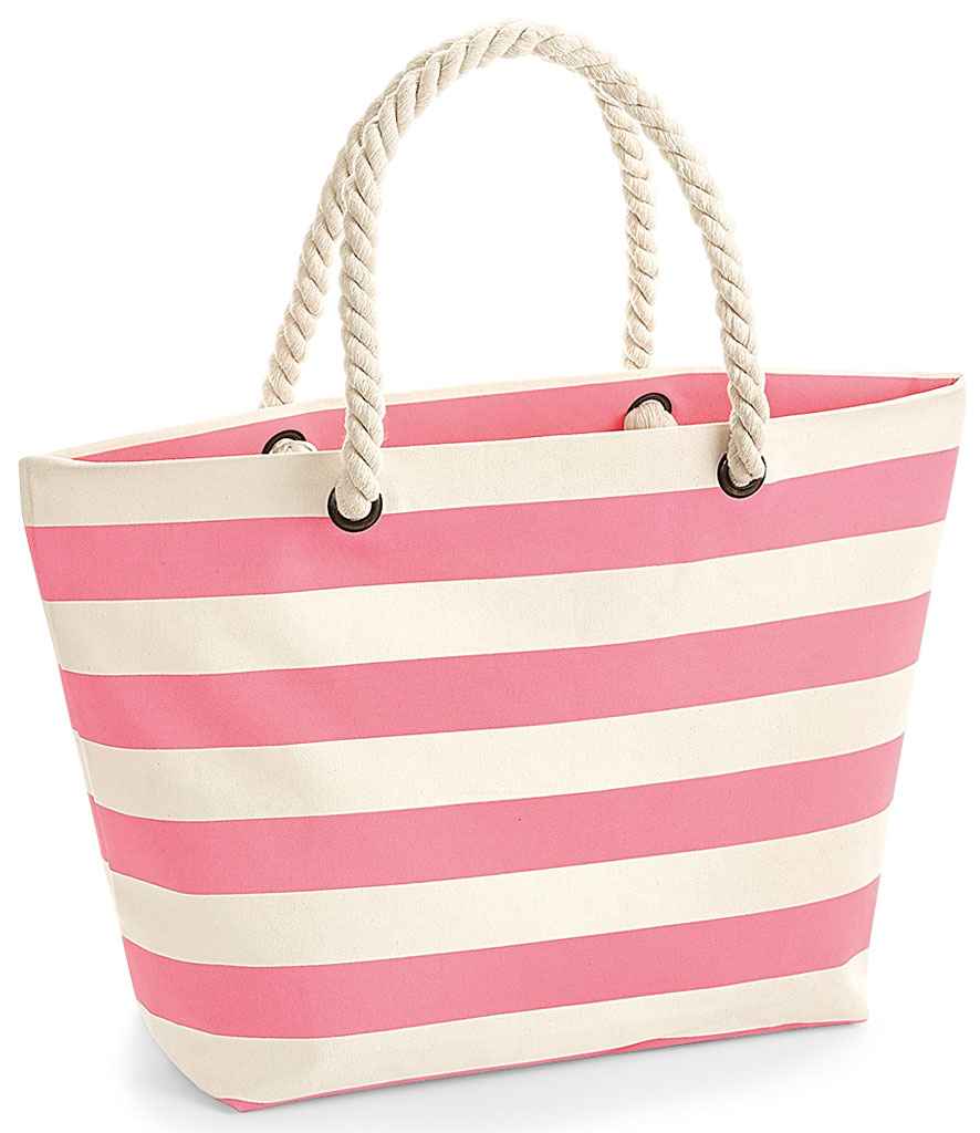 Westford Mill Nautical Beach Bag in ONE Natural Pink by Westford Mill — Custom branded clothing by Print Press, featuring premium embroidery produced in our specialist print lab in the UK.