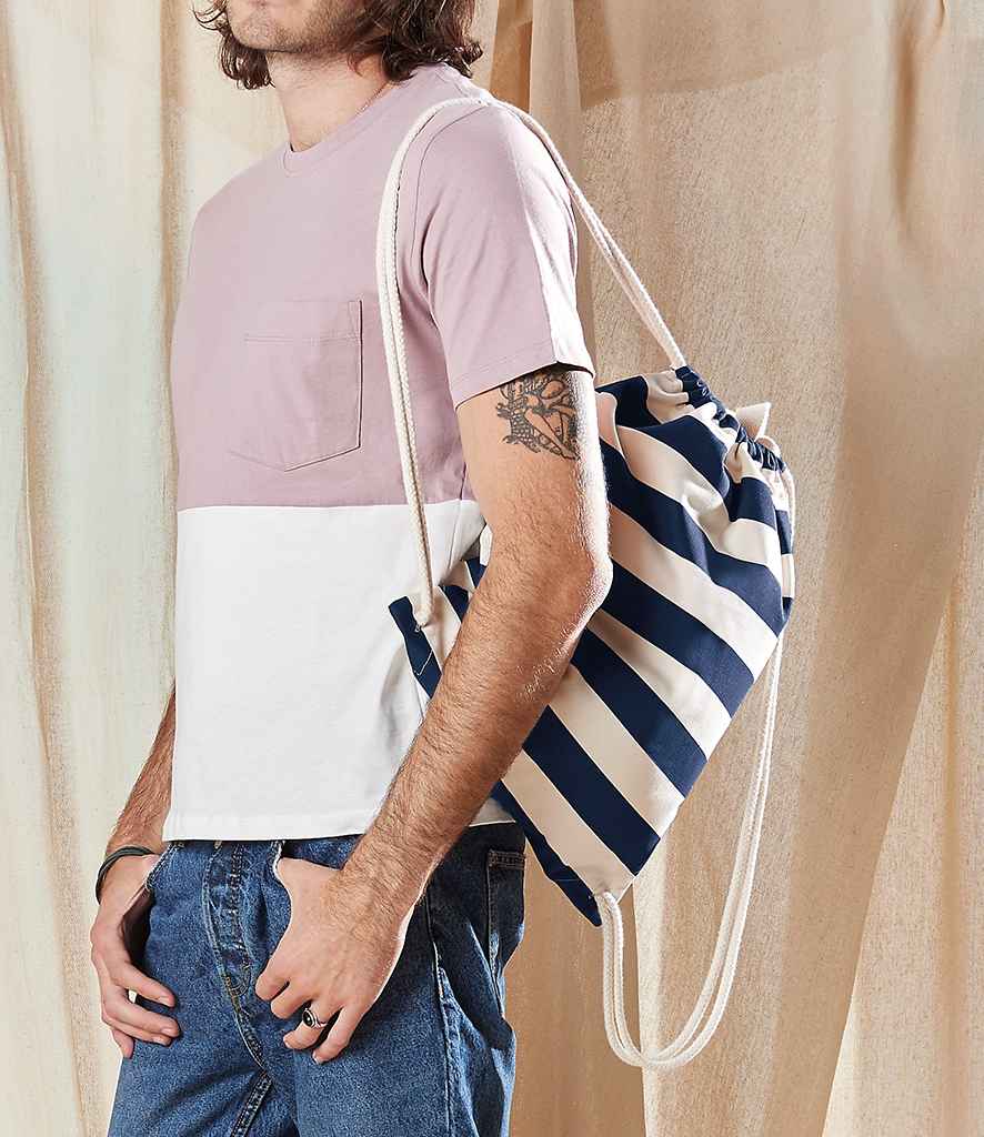 Westford Mill Nautical Gymsac in ONE Natural Navy by Westford Mill — Custom branded clothing by Print Press, featuring premium embroidery produced in our specialist print lab in the UK.