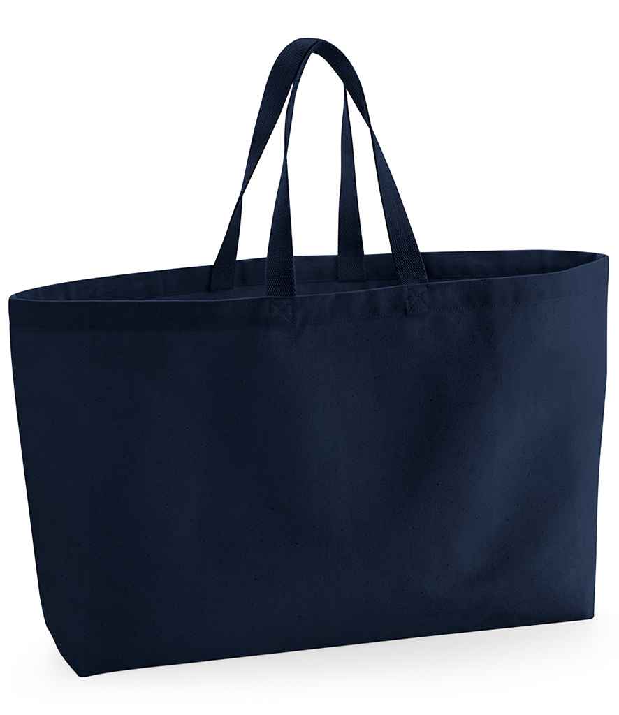 Westford Mill Oversized Canvas Tote Bag in ONE French Navy by Westford Mill — Custom branded clothing by Print Press, featuring premium embroidery produced in our specialist print lab in the UK.