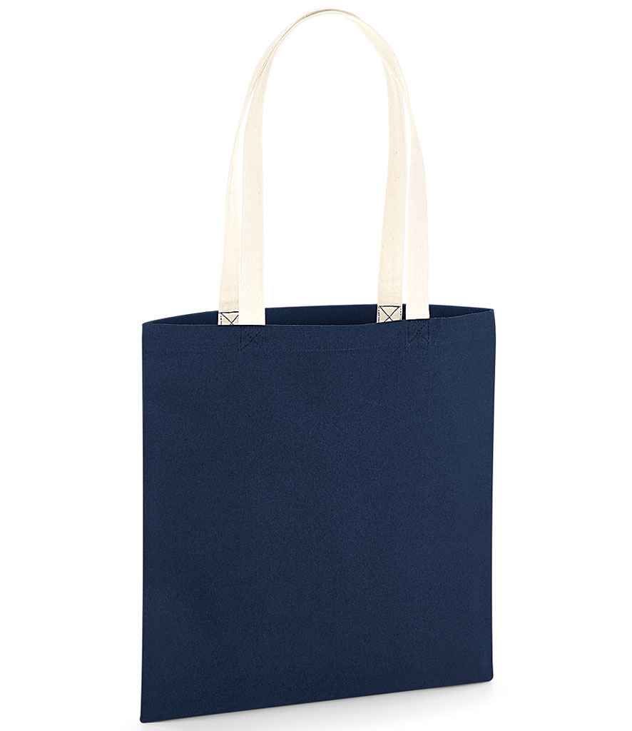 Westford Mill EarthAware Organic Bag For Life - Contrast Handles in ONE French Navy Natural by Westford Mill — Custom branded clothing by Print Press, featuring premium embroidery produced in our specialist print lab in the UK.