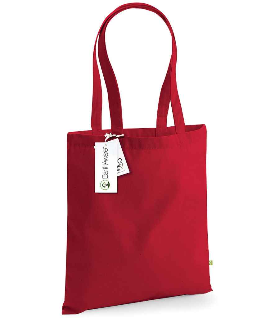 Westford Mill EarthAware Organic Bag For Life in ONE Classic Red by Westford Mill — Custom branded clothing by Print Press, featuring premium embroidery produced in our specialist print lab in the UK.