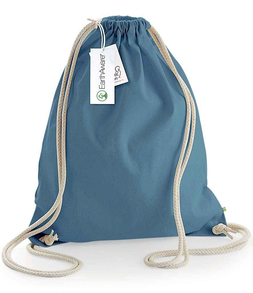 Westford Mill EarthAware Organic Gymsac in ONE Airforce Blue by Westford Mill — Custom branded clothing by Print Press, featuring premium embroidery produced in our specialist print lab in the UK.