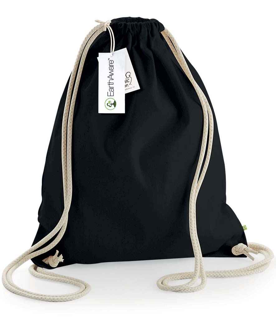 Westford Mill EarthAware Organic Gymsac in ONE Black Natural by Westford Mill — Custom branded clothing by Print Press, featuring premium embroidery produced in our specialist print lab in the UK.