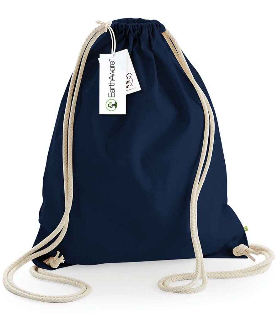 Westford Mill EarthAware Organic Gymsac in ONE French Navy by Westford Mill — Custom branded clothing by Print Press, featuring premium embroidery produced in our specialist print lab in the UK.