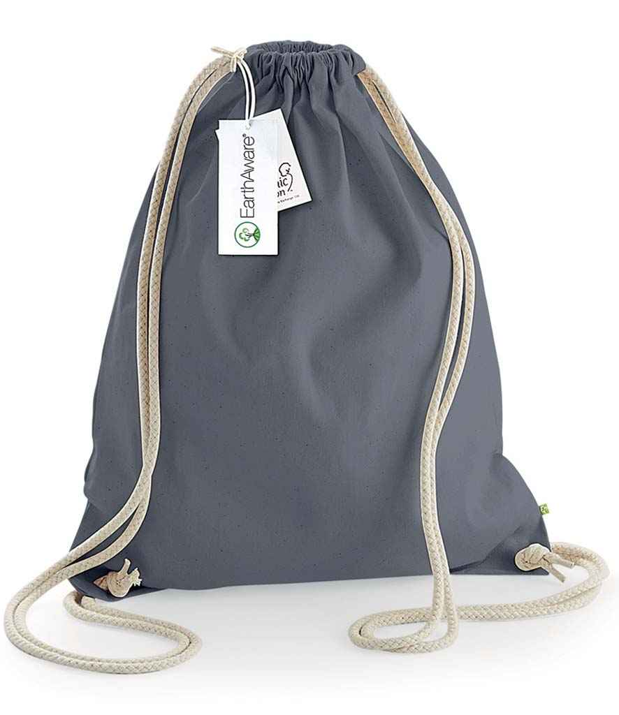 Westford Mill EarthAware Organic Gymsac in ONE Graphite Grey by Westford Mill — Custom branded clothing by Print Press, featuring premium embroidery produced in our specialist print lab in the UK.