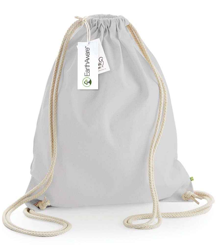 Westford Mill EarthAware Organic Gymsac in ONE Light Grey by Westford Mill — Custom branded clothing by Print Press, featuring premium embroidery produced in our specialist print lab in the UK.