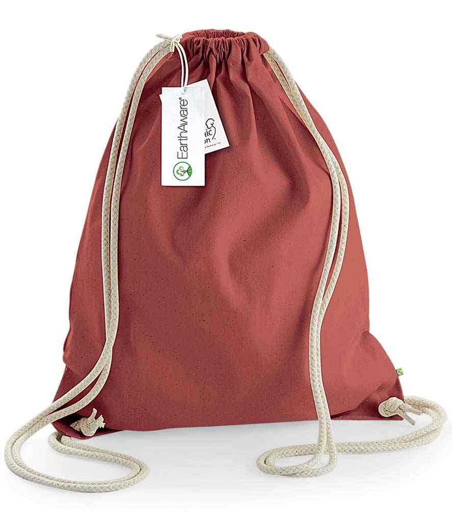 Westford Mill EarthAware Organic Gymsac in ONE Orange Rust by Westford Mill — Custom branded clothing by Print Press, featuring premium embroidery produced in our specialist print lab in the UK.