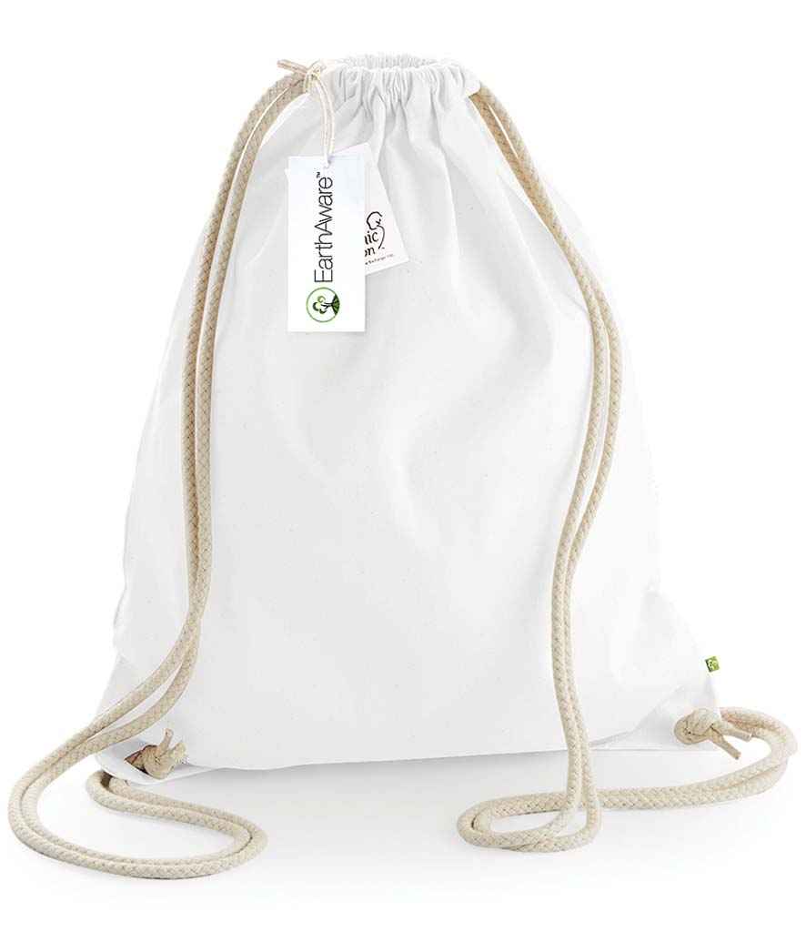 Westford Mill EarthAware Organic Gymsac in ONE White by Westford Mill — Custom branded clothing by Print Press, featuring premium embroidery produced in our specialist print lab in the UK.