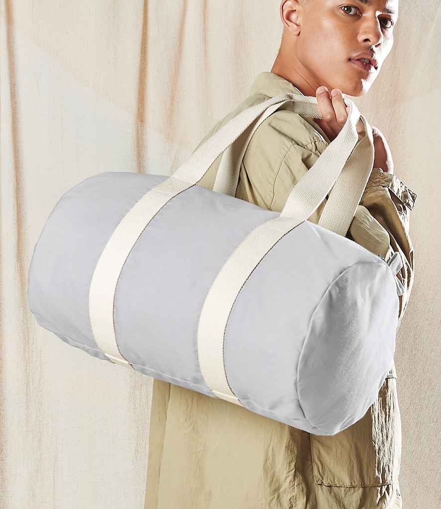 Westford Mill EarthAware Organic Barrel Bag in ONE Light Grey by Westford Mill — Custom branded clothing by Print Press, featuring premium embroidery produced in our specialist print lab in the UK.