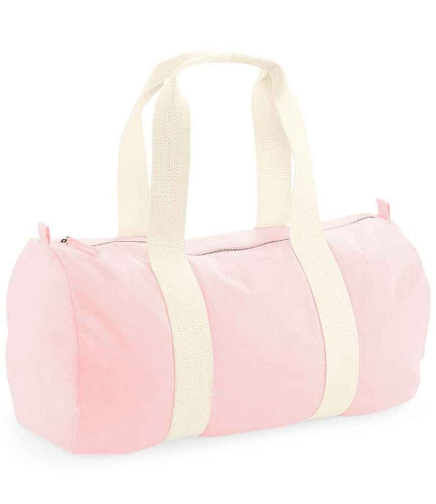 Westford Mill EarthAware Organic Barrel Bag in ONE Pastel Pink by Westford Mill — Custom branded clothing by Print Press, featuring premium embroidery produced in our specialist print lab in the UK.
