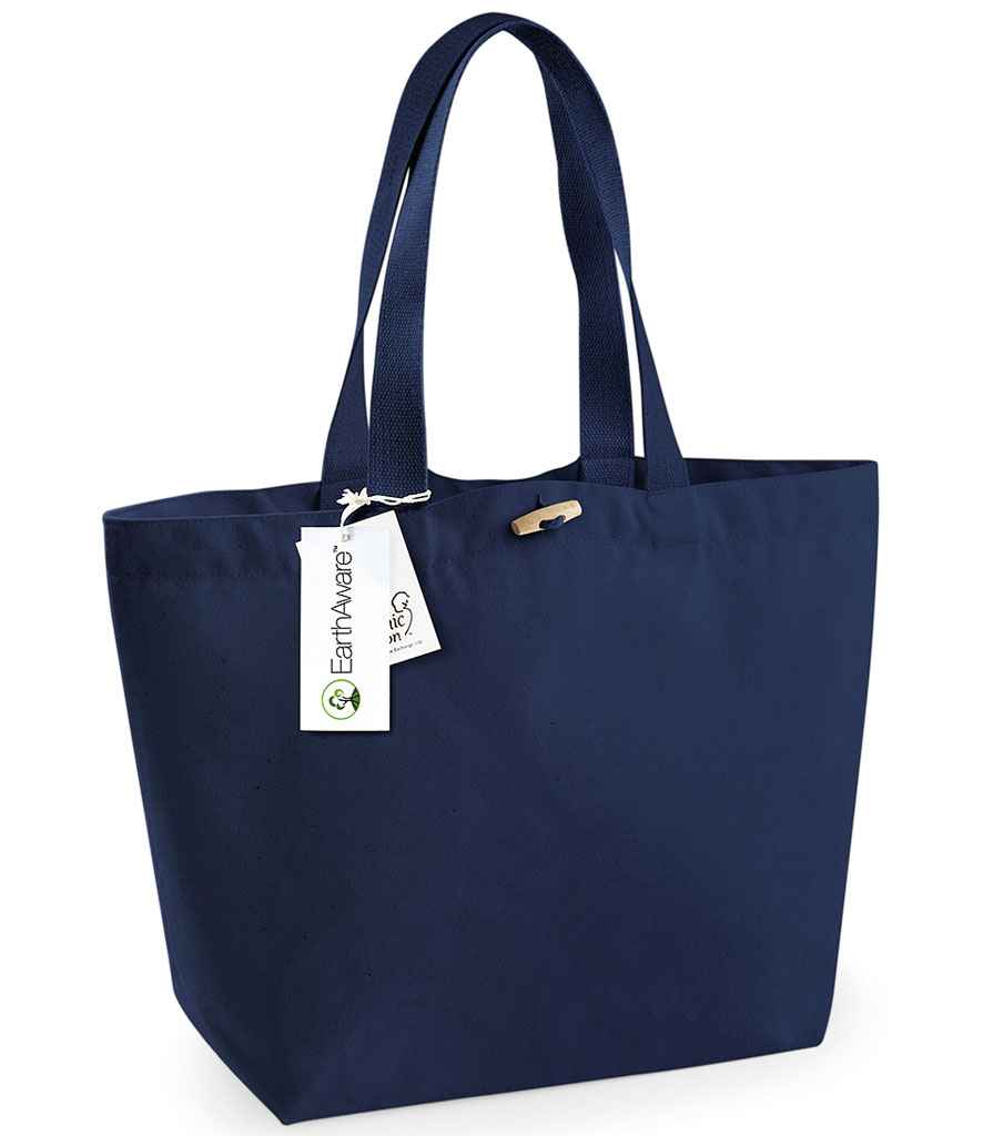 Westford Mill EarthAware Organic Marina Tote in ONE French Navy by Westford Mill — Custom branded clothing by Print Press, featuring premium embroidery produced in our specialist print lab in the UK.