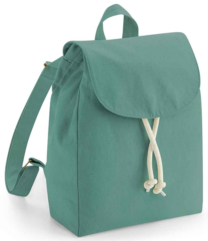 Westford Mill EarthAware Organic Mini Rucksack in ONE Sage Green by Westford Mill — Custom branded clothing by Print Press, featuring premium embroidery produced in our specialist print lab in the UK.