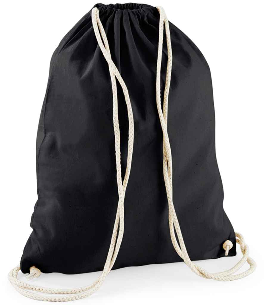Westford Mill Recycled Cotton Gymsac in ONE Black by Westford Mill — Custom branded clothing by Print Press, featuring premium embroidery produced in our specialist print lab in the UK.