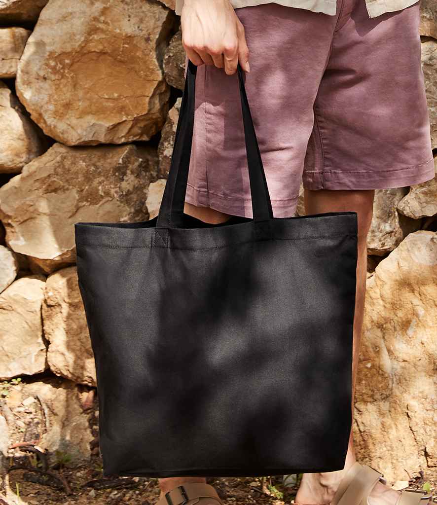 Westford Mill Recycled Cotton Maxi Tote Bag in ONE Black by Westford Mill — Custom branded clothing by Print Press, featuring premium embroidery produced in our specialist print lab in the UK.