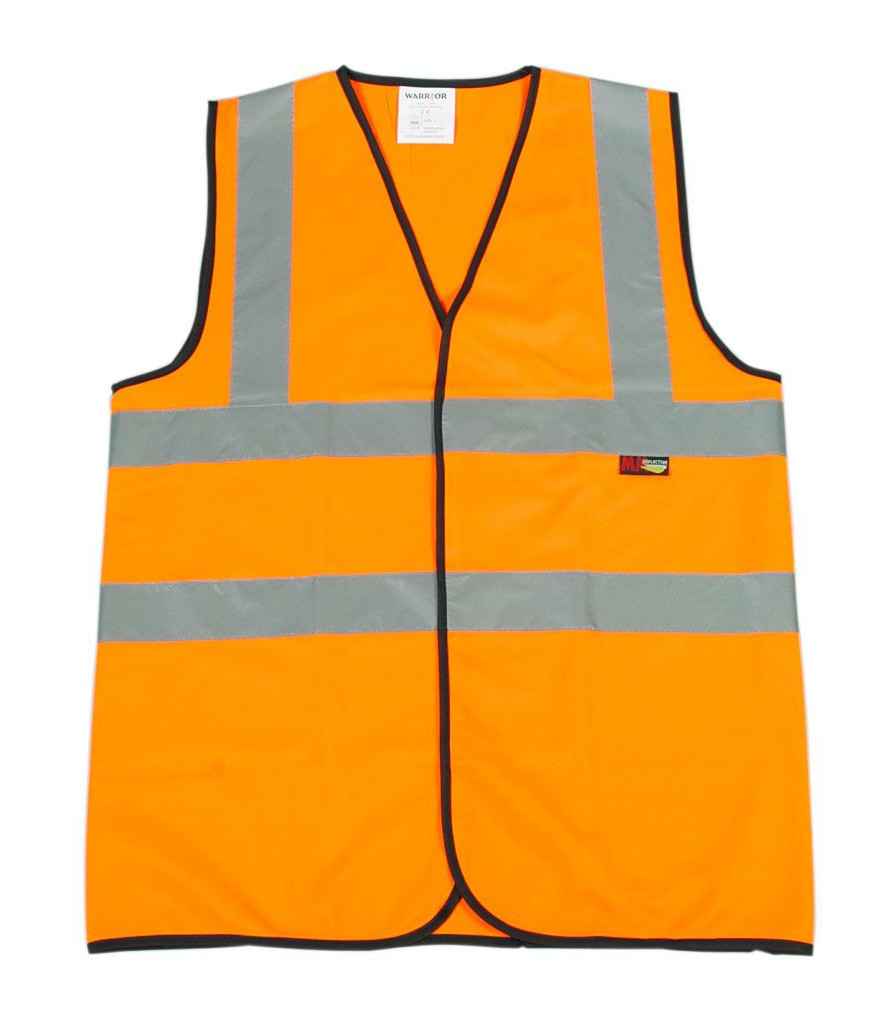 Warrior Hi-Vis Waistcoat in Fluorescent Orange by Warrior — Custom branded clothing by Print Press, featuring premium embroidery produced in our specialist print lab in the UK.