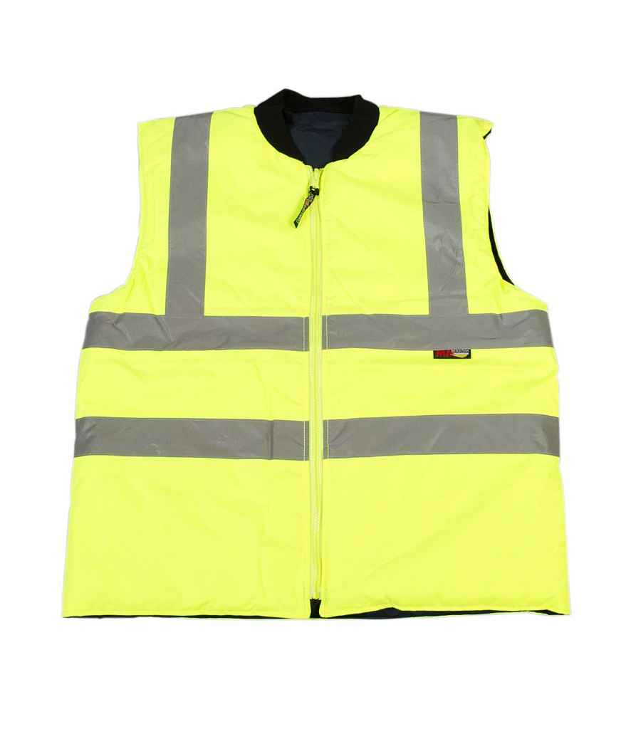 Warrior Phoenix Hi-Vis Reversible Bodywarmer in by Warrior — Custom branded clothing by Print Press, featuring premium embroidery produced in our specialist print lab in the UK.