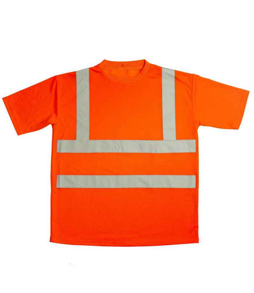 Warrior Hi-Vis T-Shirt in Fluorescent Orange by Warrior — Custom branded clothing by Print Press, featuring premium embroidery produced in our specialist print lab in the UK.