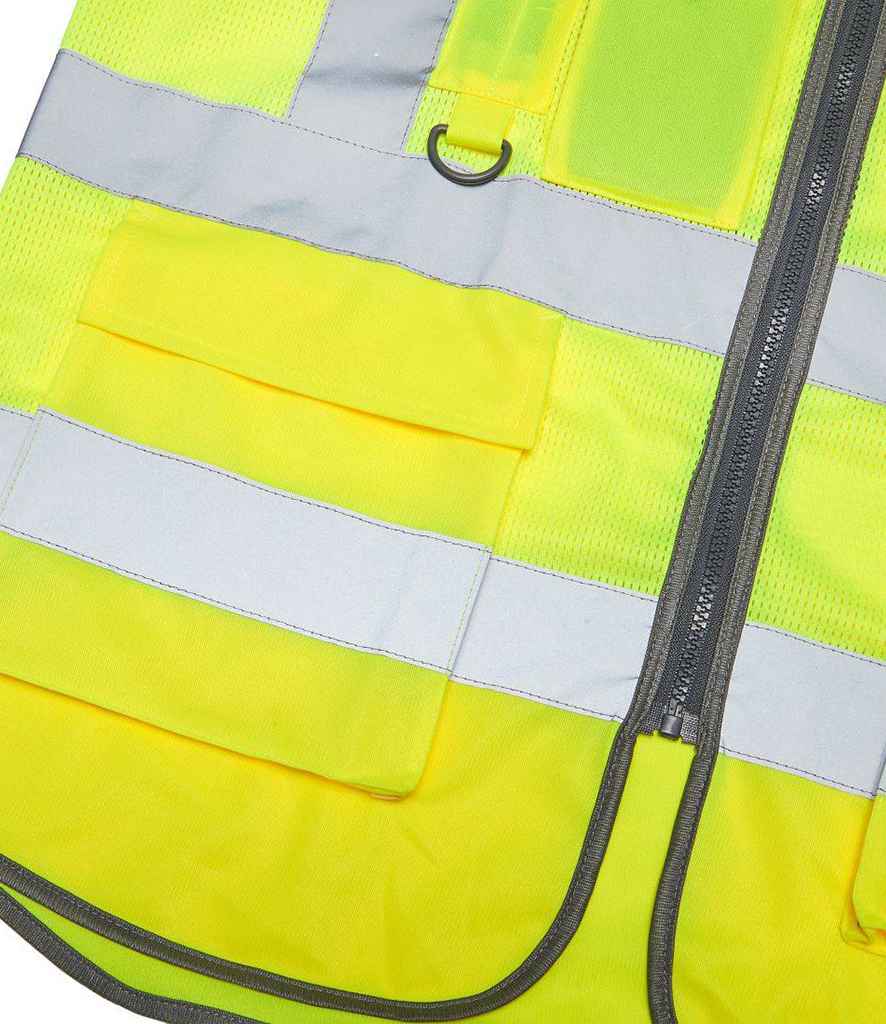 Warrior Hi-Vis Executive Mesh Waistcoat in by Warrior — Custom branded clothing by Print Press, featuring premium embroidery produced in our specialist print lab in the UK.