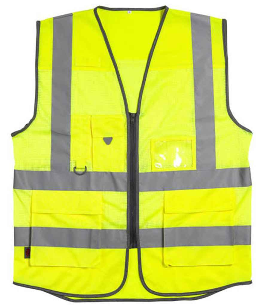 Warrior Hi-Vis Executive Mesh Waistcoat in by Warrior — Custom branded clothing by Print Press, featuring premium embroidery produced in our specialist print lab in the UK.