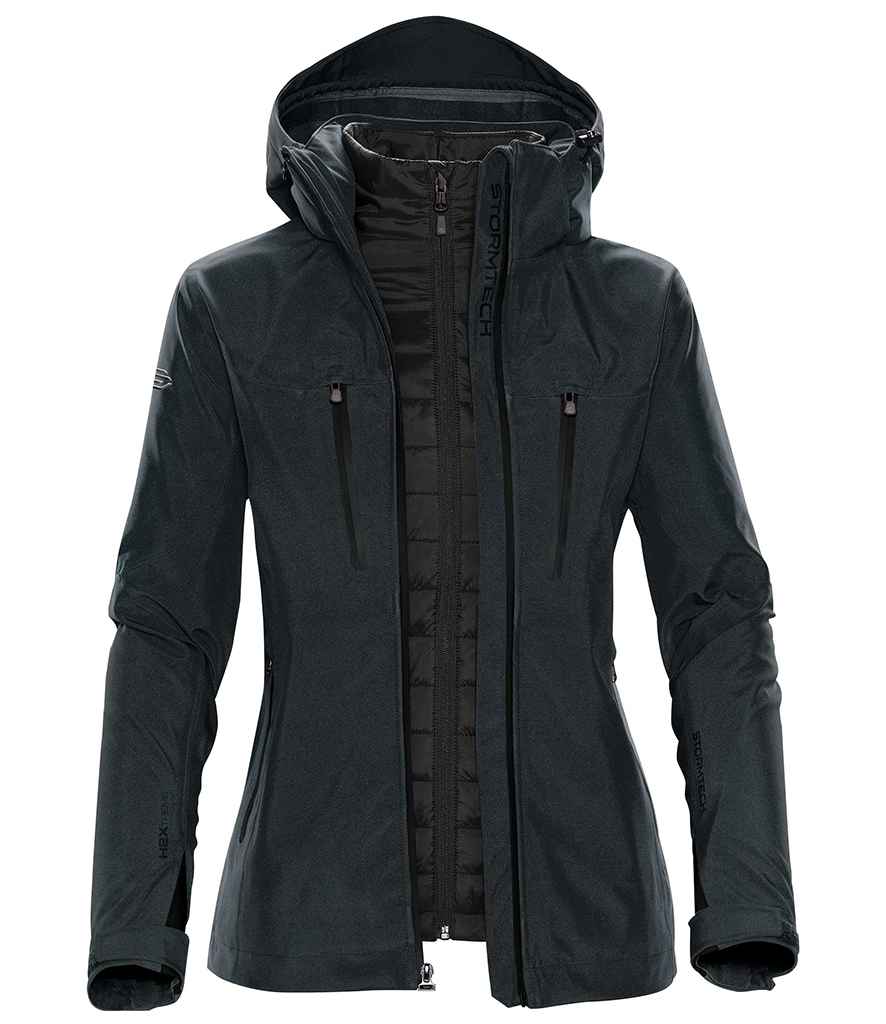 Stormtech Ladies Matrix System 3-in-1 Jacket in Charcoal Twill Black by Stormtech — Custom branded clothing by Print Press, featuring premium embroidery produced in our specialist print lab in the UK.
